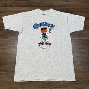 Vintage 90s Quackers Shawano Lake WI Graphic T Shirt Hanes USA Made Large